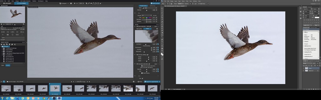 Before and after examples of the image after a few adjustments were applied in CS6 and Nik